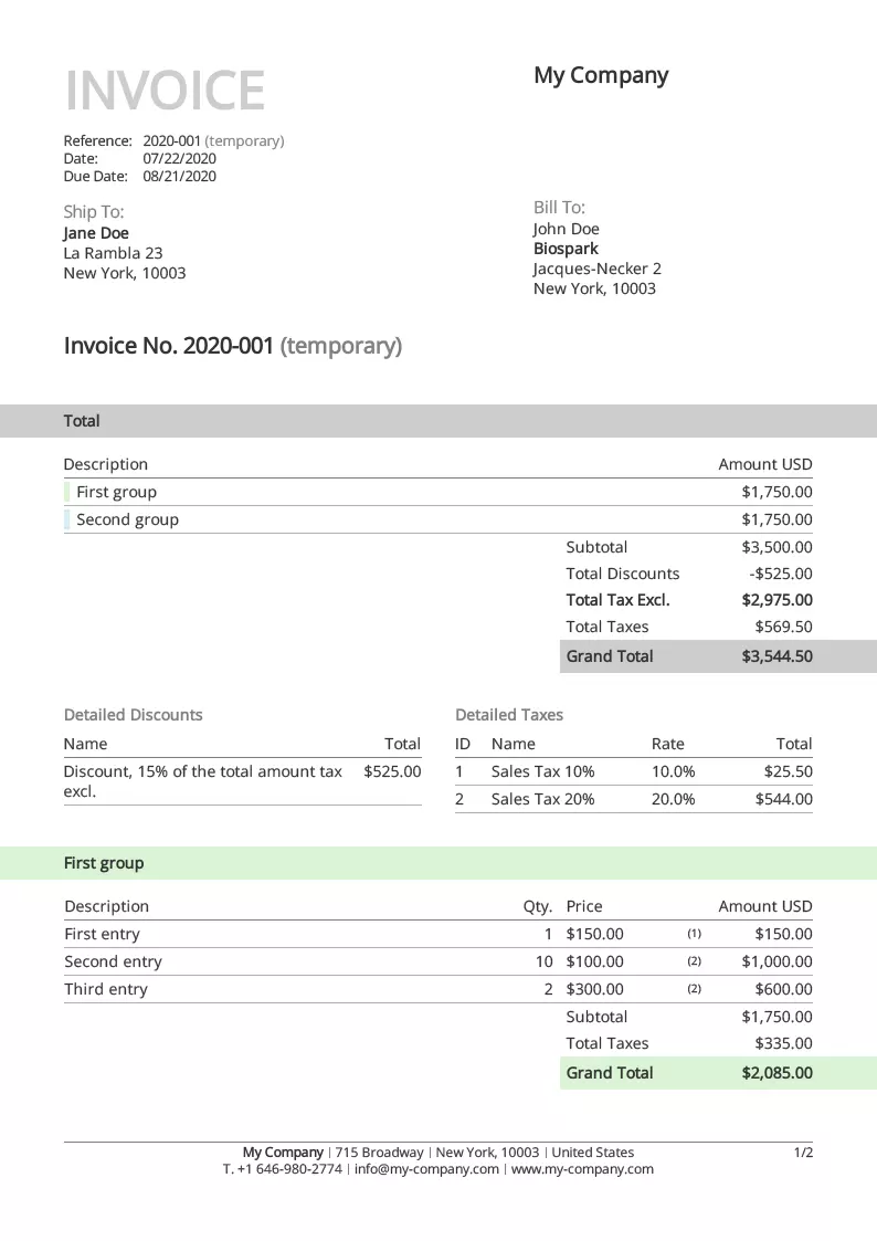 Invoice template Classic