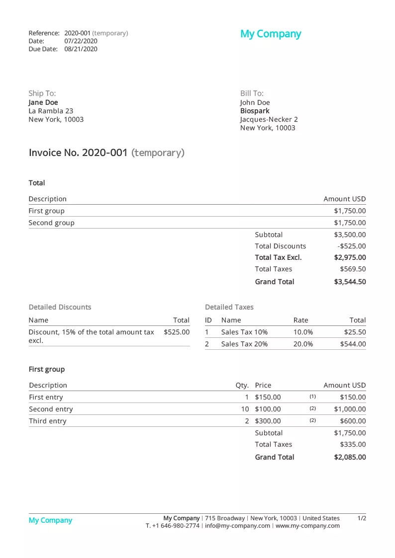 Invoice template Simple