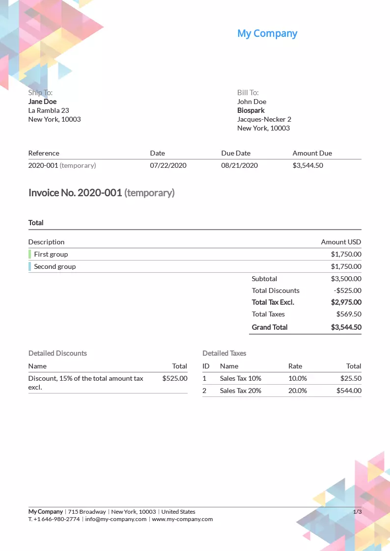 Invoice template Triangular