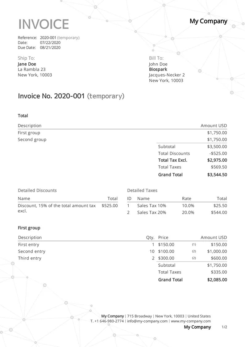 Invoice template Network