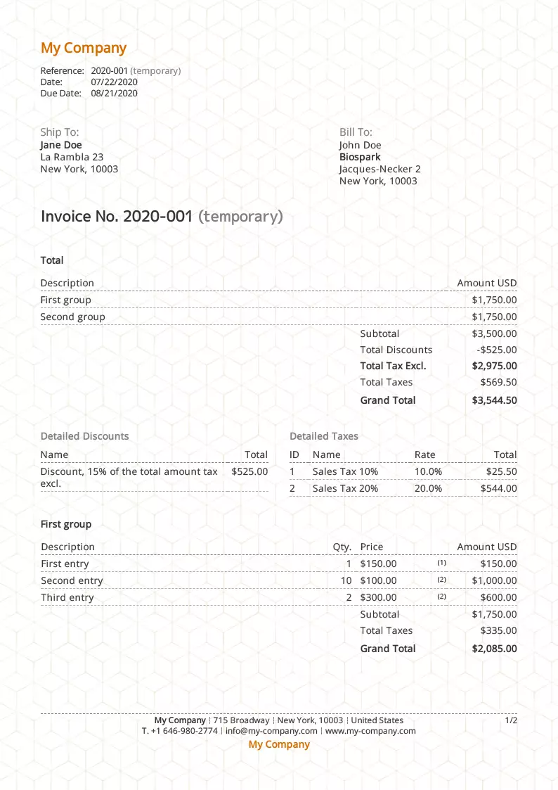 Invoice template Cubes