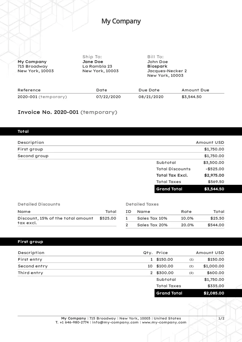 Invoice template Black Print