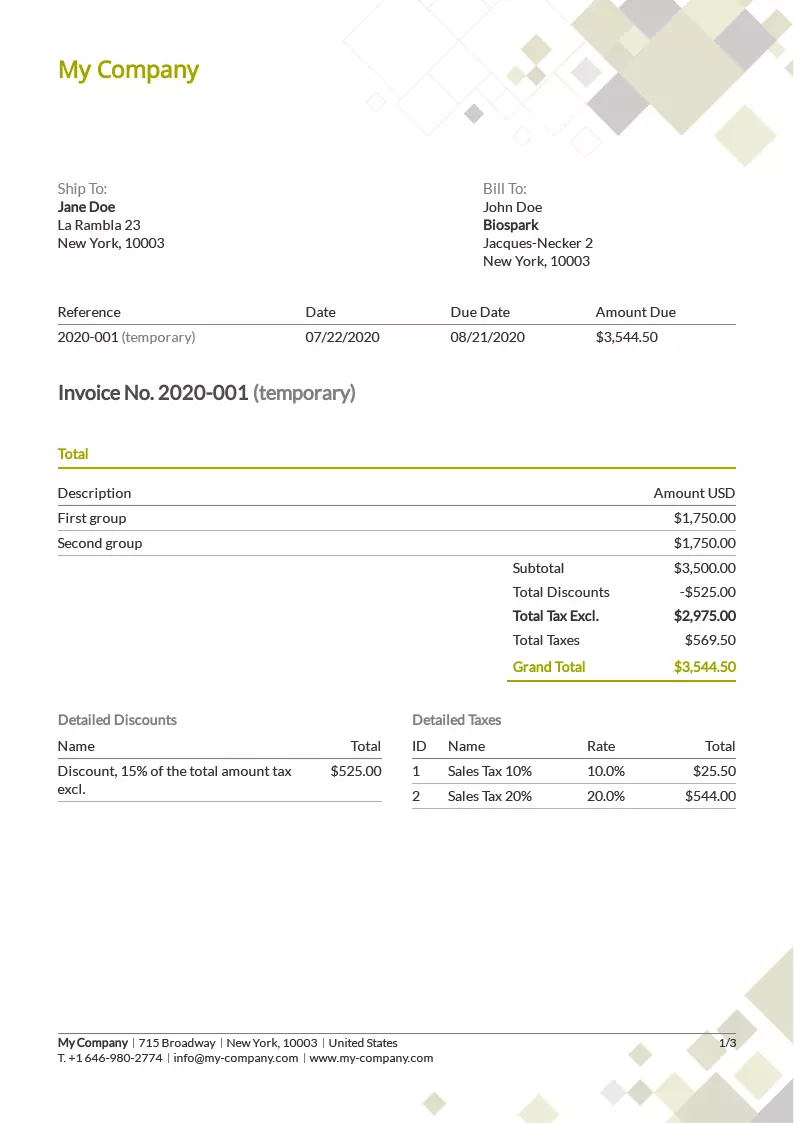 Invoice template Green