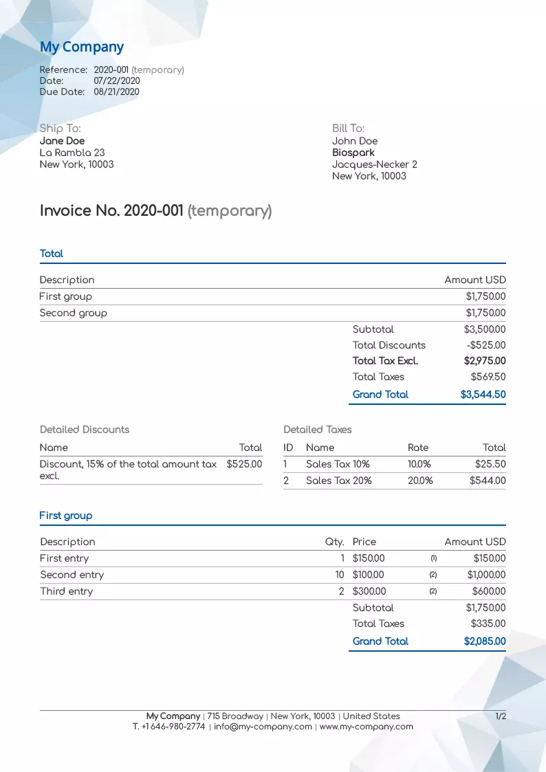 Invoice template Icy
