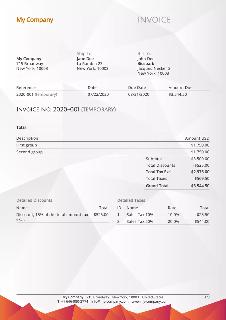 Invoice template Mountains