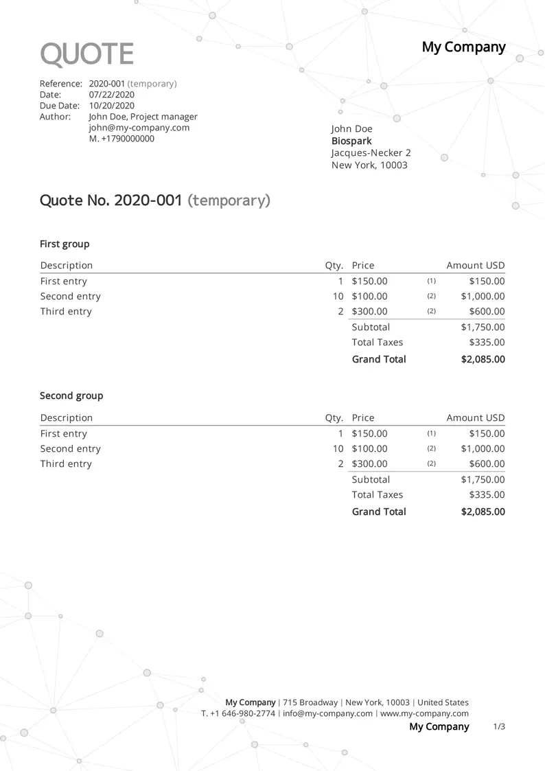Quote template Network